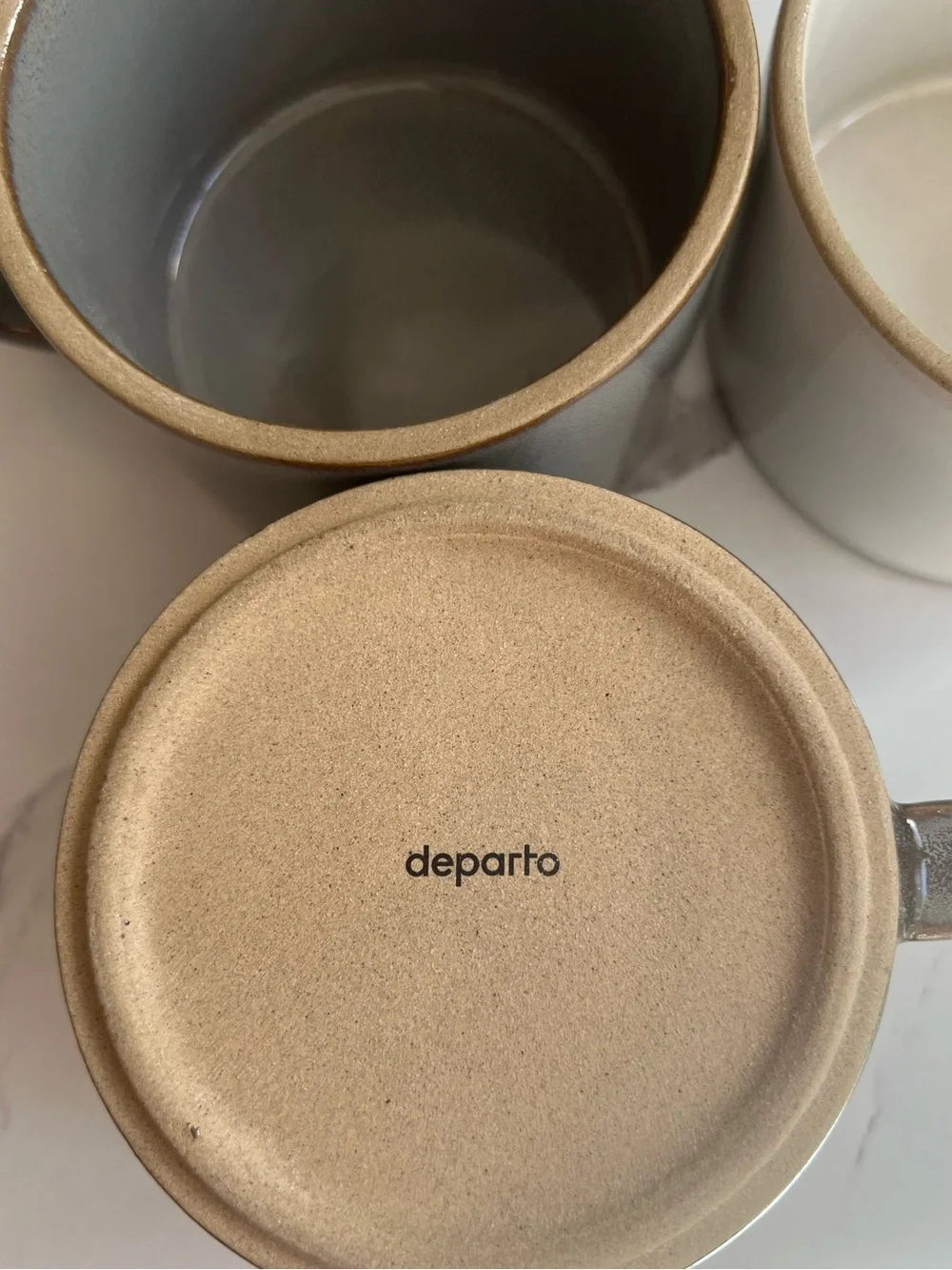 Departo Sturdy Glazed Ceramic Coffee or Tea Mugs Ivory & Slate Grey Set of 4